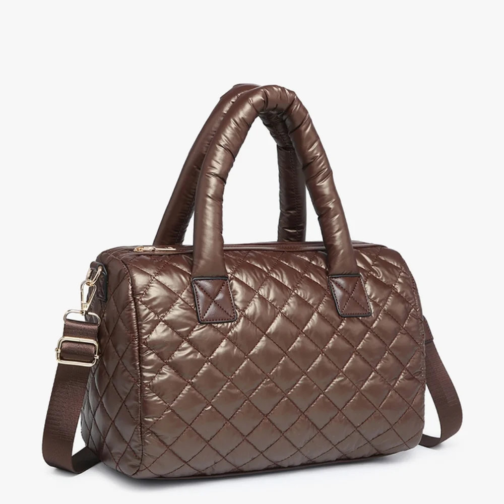 Quilted Nylon Satchel Tote